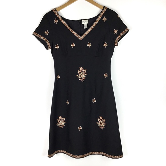 Tracy Reese Dresses & Skirts - Tracy Reese Wool Blend Embroidered Black Dress